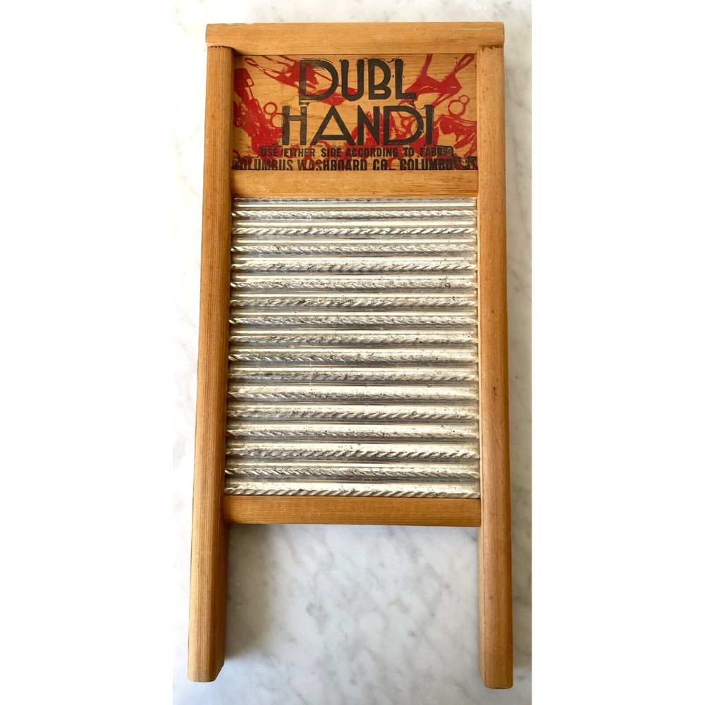 Dubl Handl Washboard Vintage Primitive Decor Columbus Washboard Co 18" x 8.5"